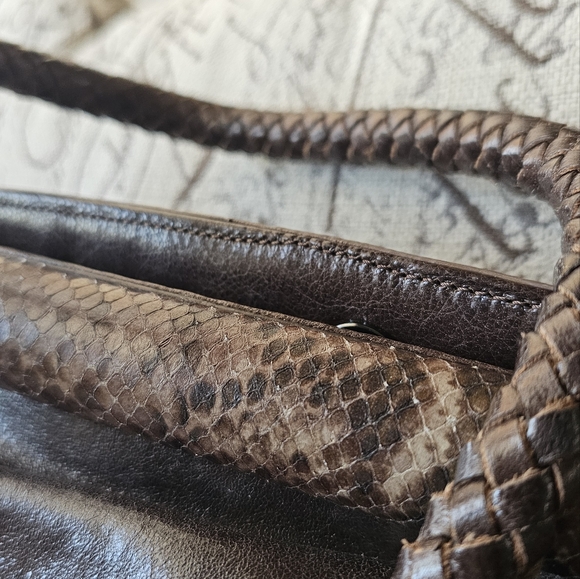 Badgley Mischka Brown Leather Handbag - Picture 4 of 11